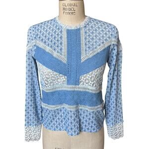 Anthropologie x James Coviello Burnham Lace Top in Blue Size XS X-Small